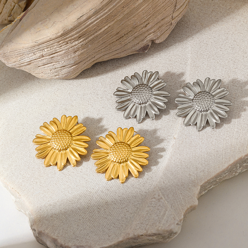 Dainty Sunflower Stud Earrings