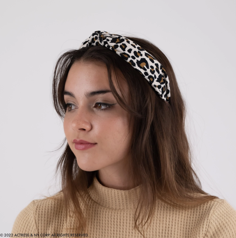 Leopard Print Top Knot Soft Fabric Headband