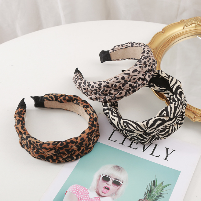 Leopard Print Top Knot Soft Fabric Headband