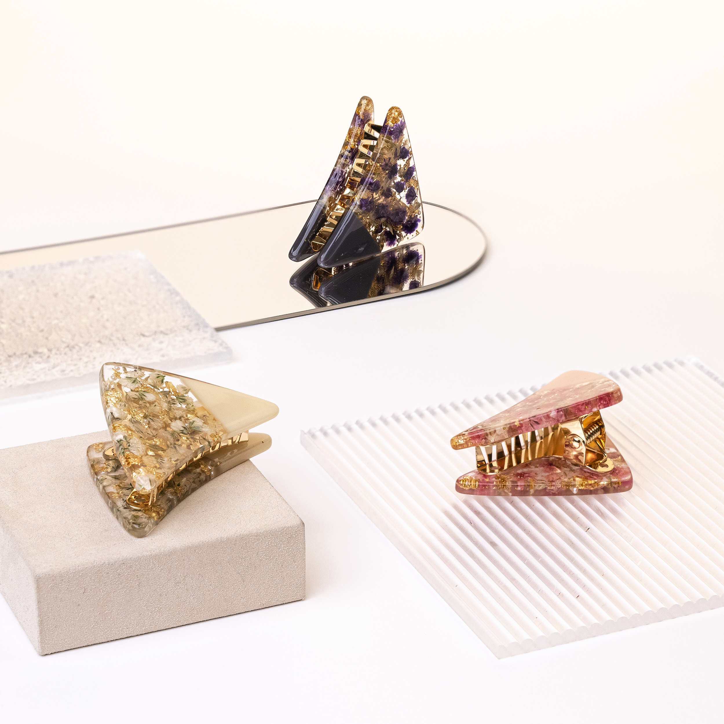 Pressed Flowers Hair Claw Clip