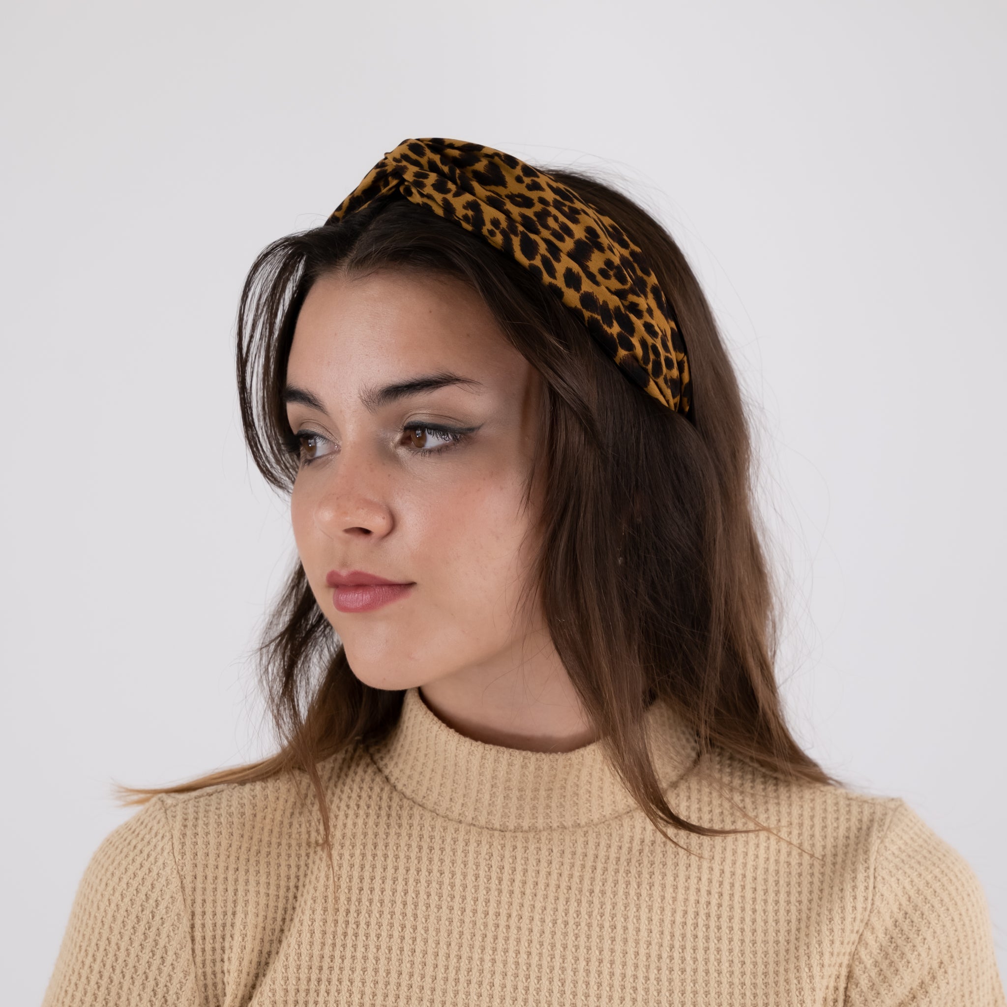 Leopard Print Top Knot Soft Fabric Headband