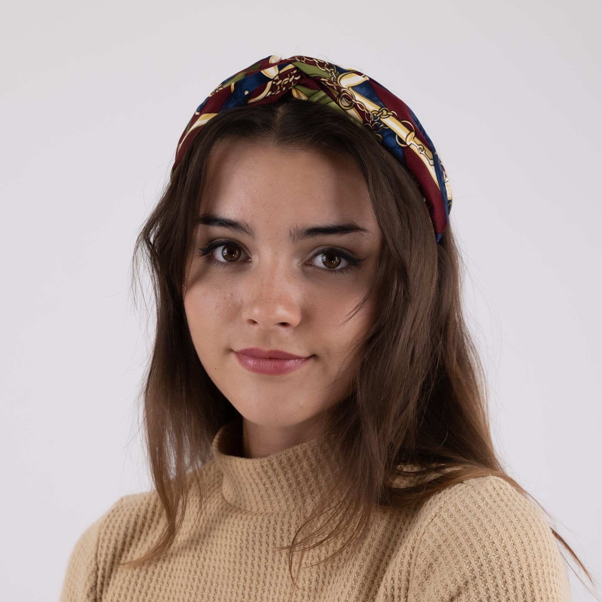 Luxury Silk Chain Pattern Top Knot Headband