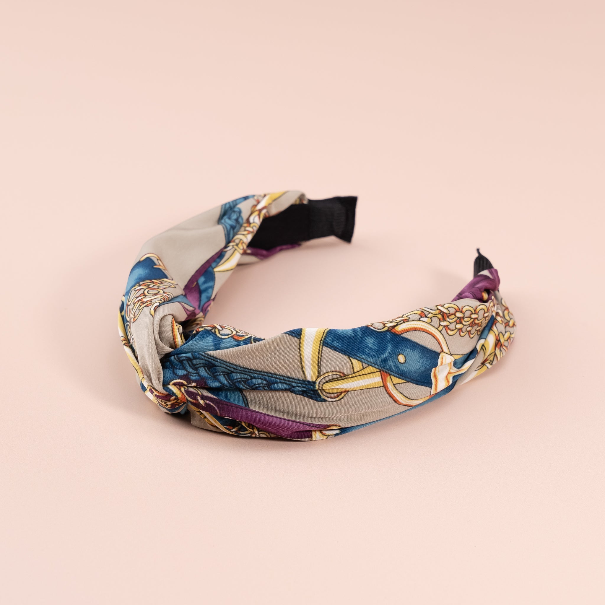 Luxury Silk Chain Pattern Top Knot Headband