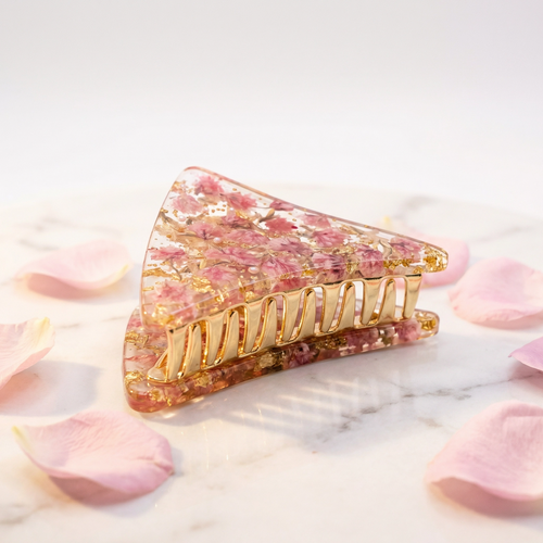 Taccta Real Dried Flower Hair Claw Clip Handmade Clear Resin Floral Hair Catch Jaw